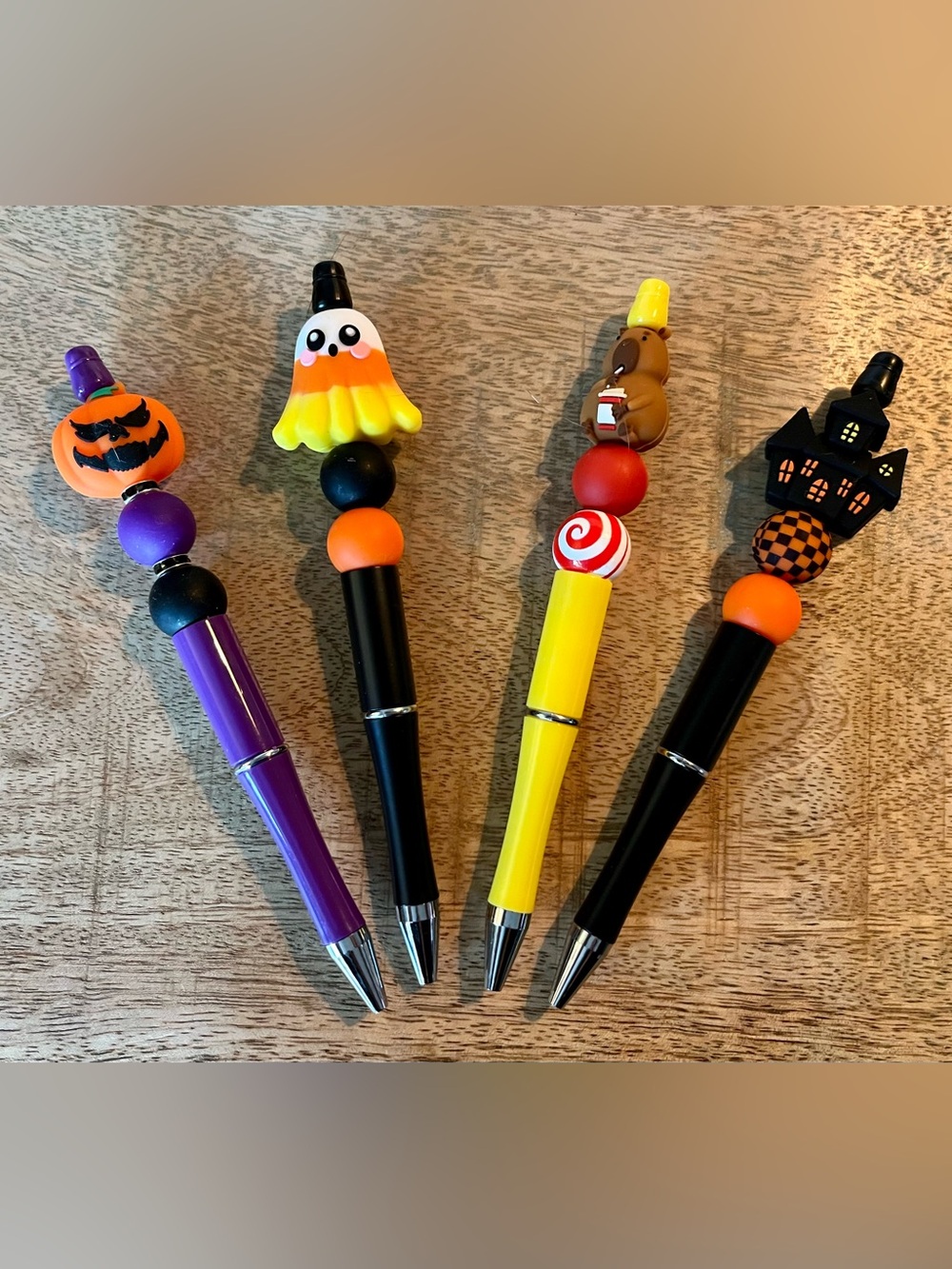 NEW & Handmade Set of 4 Beaded Pens - Halloween/Fall
